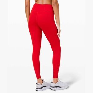 NWT Sz 18 Lululemon Fast and Free High-Rise Tight 28" *Brushed Nulux - Red Leggi